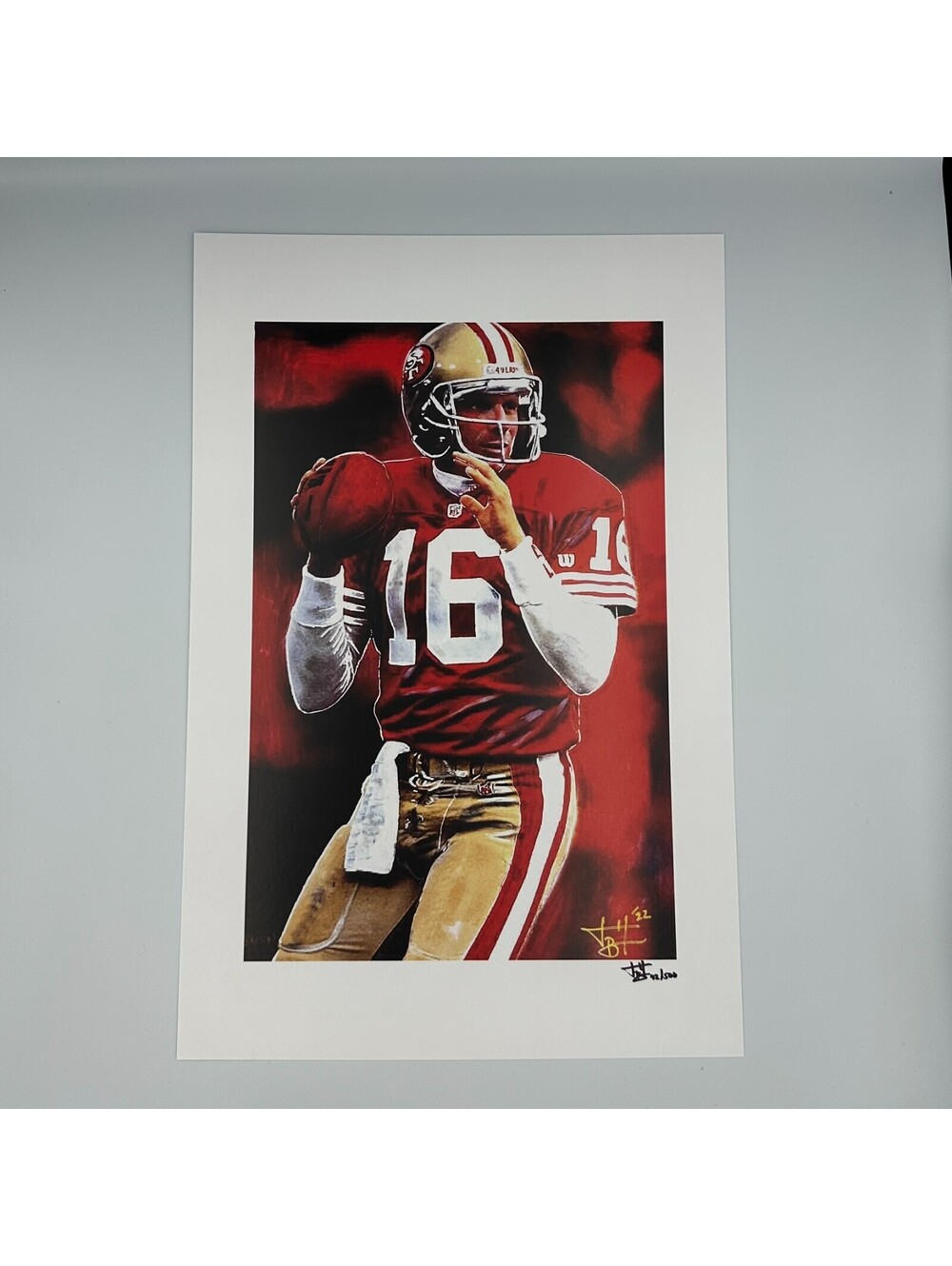 Joe Montana San Francisco 49ers LE 12x18 Lithograph Signed by Joshua Barton COA